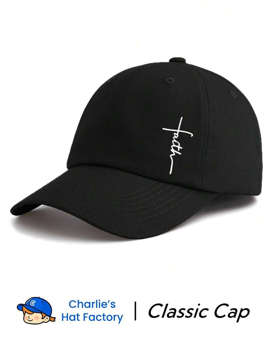 1 Piece Faith Print Baseball Cap, Classic Stylish Fashionable Soft Sweatband Adjustable Size Lightweight Sun Protection Versatile Classic Cap, Suitable For Outdoor Sports Daily Wear Party Vacation Perfect Gift For Families And Friends - Faith - 查看 1