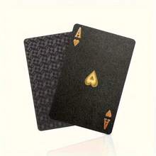 Vintage-Style Black & Golden Waterproof Playing Cards - Handcrafted, Durable Plastic Poker Deck For Board Games & Magic Tricks - Multicolor - View 7