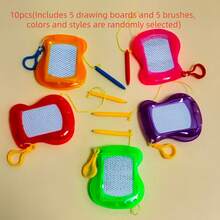 2/6/8/10件装迷你磁性画板，背包/钥匙扣记事本，可擦写涂鸦素描本，生日、派对、情人节礼物佳选（10件装包含5块画板和5支笔）（8件装包含4块画板和4支笔）（6件装包含3块画板和3支笔）[颜色和款式随机][部分配件颜色随机] - 彩色 - 查看 8