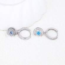 Sterling Silver Hypoallergenic Women's Earrings Cubic Zirconia Hoop Earrings Moon Star Earrings Fashion Dainty Earrings Gifts For Birthday - Silver - View 5