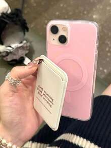 1pc Pink Magnetic Phone Case + Magnetic Letter PU Leather Card Holder TPU Shockproof Phone Case Suitable For IPhone11/12/13/14/15/16/17/PROMAX - Pink - View 3