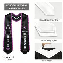 Nursing RN Graduation Stoles With Glitter Ribbon Trim, Graduation Sash Nurses School Gifts, 70 Inch - Lấp lánh màu tím - Xem 4