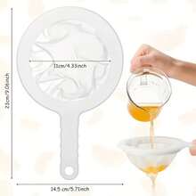 3pcs Ultra-Fine Nylon Filter Mesh, 100/200/400 Mesh, Suitable For Soy Milk, Coffee And Juice | Durable Non-Electric Kitchen Strainer With Ergonomic Handle, Essential Kitchen Tool Gift, Space-Saving Kitchen Organizer - White - View 4