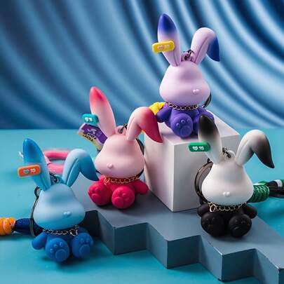 1pc Ombre Rabbit Keychain With Bell, Unisex, Suitable For Car Keys/Backpacks/Phone Chains/Holiday Gifts/Couple Accessories