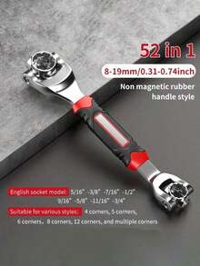 1 件装 52 合 1 万能套筒扳手，360° 灵活旋转头棘轮扳手，带橡胶手柄，适用于家庭车库，多功能扳手，符合人体工程学设计，经久耐用且精准。 - 1pc - 查看 8