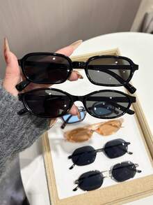 6 pièces Lunettes décoratives mode à monture complète imprimé léopard multicolore, convenant pour la vie quotidienne, la rentrée scolaire, les week-ends, les sorties, un accessoire à la mode, s'adaptant à différentes formes de visage - 6 pièces Noir Riz Bleu Or Argent - Voir 3