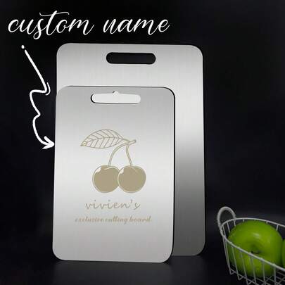 Customizable Name Personalized Kitchen Personalized Cutting Board Stainless Steel Titanium Cutting Board, Chef Christmas Gift, Chef Knife Gift, Chef Engraving Gift 2025 Premium Stainless Steel Cutting Board - Double Sided Rust-Proof Durable Food Prep Board For Meat, Fruits, Vegetables - Dishwasher Friendly, Available In Multiple Sizes