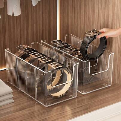 1pc Transparent Multi-Grid Acrylic Men's And Women's Belt Storage Box Supermarket Shopping Mall Belt Desktop Display Rack