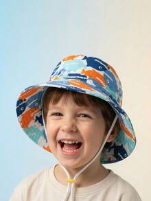 3-8Y Spring And Summer New Children's Bucket Hat, Boys And Girls Cross-Border Baby Hat, Shark Wide-Brim Hat - 1PC - View 2