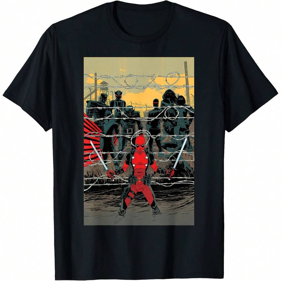Deadpool #16 The Good The Bad & The Ugly T-Shirt All Seasons,220g Pure Cotton Single-Sided Printed Crew Neck Short-Sleeved T-Shirt,Unisex Top,Base Layer - 顏色9 - 查看 1