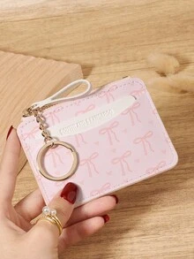 Ví nhỏ có móc khóa, nơ, khóa kéo, ngăn đựng tiền xu, ví gập đôi mỏng nhẹ dành cho nữ, ví mini, nhiều lớp, dễ mang theo, đựng thẻ ID, tiền mặt, thẻ tín dụng, kiểu dáng tối giản, thời trang, hiện đại, phù hợp cho công việc, làm quà tặng kỷ niệm, quà sinh nhật, quà tặng cho bé gái, quý cô, phụ nữ, túi đựng đồ dùng học tập cho trường học, ký túc xá và năm học mới. - Hồng - Xem 12