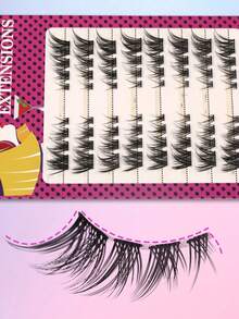 64PCS Lash Clusters C Crul Cat Eye Lashes Fox Eye Eyelashes Individual False Eyelashes - Black - View 5