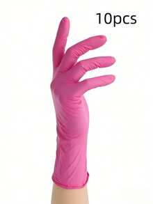 10pcs/Pack Disposable Nitrile Gloves - Latex-Free, Powder-Free, Suitable For Tattoo, Nail Salon Cleaning, Nail Art Tools, Back To School, Nail Art (Applicable To Nail Stickers) - Pink - View 6