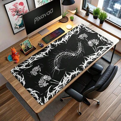 Gothic Style Large Goth Spider Pattern Mouse Pad, Featuring Dark Floral And Horror Art Design, Suitable For Aesthetic Gamers And Office Settings, Weird Core Pad, Gaming Office Mouse Mat, Desk Accessories, Computer Accessories Pad, Non-Slip Base And Stitched Edges, Computer Desk Mat, Applicable For Gaming And Office