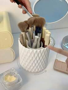1pc 360° Rotating Makeup Brush Holder, Tabletop Round Eyebrow Pencil & Lipstick Rack, Rotating Cosmetic Organizer, Desk Pen Cup & Makeup Tool Storage Box. Suitable For Storing Eyeshadow, Lipstick And Makeup Brushes - View 9