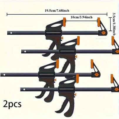 2 pezzi Morsetti rapidi per falegnameria - Azionamento con una sola mano, Morsetti a cricchetto mini da 4 pollici con doppia impugnatura arancione, Struttura in metallo, Adatti per artigianato e colla per legno, Utensili per falegnameria