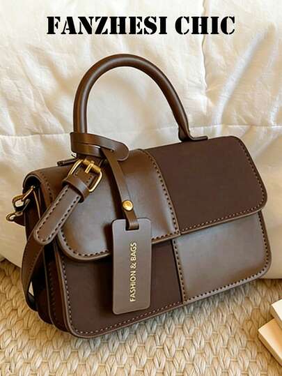 New Winter Fashion Classic Suede Handbag, Patchwork Design Wine Red Bag, Letter Graphic Decor Tote Bag, Shoulder Bag And Square Bag, Suitable For Shopping, Parties And Dates. New Autumn/Winter Women's Bag, Best Autumn Wallet, Latest Fashion Suede Women's Bag, Perfect Match For Autumn Women's Wear.