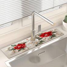 1pc, 2D Flower Sink Faucet Suction Pad, Drainage Pad, Kitchen, Bathroom Sink, Countertop, Drainage Pad, Diatomite Washbasin, And Cuttable Quick-Drying Pad. - Multicolor - View 8