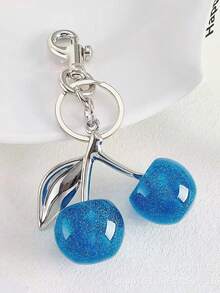 1 Peça Pingente de Cristal em Formato de Cereja, Pingente de Chaveiro, Chaveiro Brilhante de Cereja com Clipe, Acessórios de Resina Brilhante e Metal, Unissex, Pode Ser Usado como Chaveiro, Carteira e Enfeite de Bolsa. Adequado para Carteiras e Bolsas Femininas, Presentes e Lembranças do Dia dos Namorados, Acessórios de Carro, Enfeites de Bolsa e Cabides de Mochila. - Prata+vermelho - Visão 9