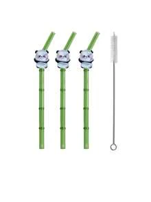 1/2/4/8pcs Reusable Bamboo Style Glass Straw Set, Panda Decor, Includes Cleaning Brush | Made Of High Borosilicate Glass | Suitable For Smoothies, Cocktails, Coffee, Milk Tea | Great For Home Gatherings, Restaurants, Travel, Parties - Style1 - View 8