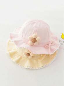 1顶可爱女童透气时尚公主风渔夫帽，宽帽檐，适合春秋季佩戴，适合1-3岁儿童 - 1PC - 查看 2