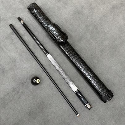Premium Black Lizard Series Billiard Cue (12.5mm Tip) With Black Crocodile Embossed Cue Sleeve, Includes Cleaning Cloth, Glove, Spare Tip, Ideal For Birthday Gift, Billiard Hall, And Music Festival