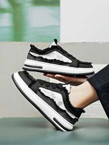 2026新款男士小众麻绳帆布鞋，休闲厚底舒适透气运动鞋 - 黑色 - 查看 8