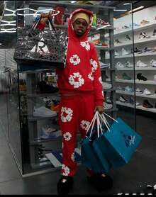 1Pcs-Fashion Brand Foam Printed Loose Hoodie Y2K Hip-Hop Street Wear Men's And Women's Pullover Casual Blouse--280g Pure Heavy 100%Polyester - 黑色 - 查看 5