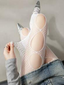 Y2K Sexy Women's Ripped Fishnet Stockings, Sweet & Spicy Streetwear Pantyhose - Multicolor - View 14