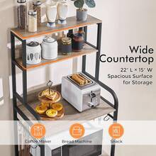 4-Tier Kitchen Bakers Rack With Storage Cabinet And Hutch, Microwave Oven Stand Coffee Bar Pantry Cabinet With 8 S Hooks, Freestanding Kitchen Shelves Spice Rack, Gray - Default - View 4