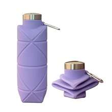 Reusable & Portable Collapsible Water Bottle/Cup (With Leak-Proof Valve) Silicone Foldable Travel Bottle. Upgraded Design: An Ideal Choice For Fitness, Camping, Hiking, Travel, And Various Sports - Lightweight And Durable. - 紫色 - 查看 9