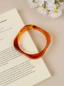 Pulseras de bangle redondas de acrílico elegantes y retro para mujeres, de diseño simple, adecuadas para uso casual y ocasiones - Multicolor - Ver 14