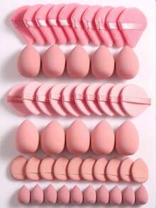 5/10/20/30/40/50/60/80/100pcs Makeup Tool Set Includes: 10pcs Liquid Makeup Sponges + 10pcs Mini Liquid Makeup Sponges + 10pcs Powder & Setting Triangular Puffs + 10pcs Face Makeup Air Cushion Puffs + 10pcs Mini Face Concealer Air Cushion Puffs - Watermelon Pink - View 12