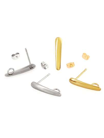 20pcs Stainless Steel Earrings Geometric Stud Earring Earring Posts Connector For DIY Earring Jewelry Making Supplies