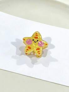 1个可爱有趣的海洋动物造型醋酸纤维小发夹，甜美海星螃蟹龙虾发夹刘海夹，适合夏季海滩度假 - 彩色 - 查看 6