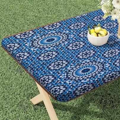 1pc Outdoor Elastic Tablecloth, Multi-Color, Suitable For Balcony, Camping, Dining Table, Rectangular Waterproof And Stain-Resistant Tablecloth, Essential Outdoor Decor