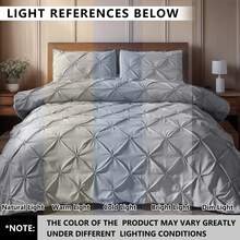 3 PCS Soft Grey Pinch Pleat Quilt Duvet Cover Set Luxury Bedding For Bedroom With 2 Pillowcases Queen King Size Quilt Cover Set Zipper Closure,Festival Gift Quilt Doona Duvet Cover For Bedroom Decor,Easy To Clean, Machine Wash,Back To School Season - 灰色 - 查看 8