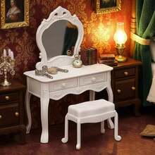 Dollhouse Vanity Set: Mini Furniture Bedroom Scene Accessories, Vanity, Nightstand, Dressing Table - Multicolor - View 4