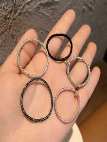 50pcs Shiny Metal Sequin Hair Ties, Elastic Braided Hair Ties Suitable For Women, Hair Accessories - Multicolor - View 5