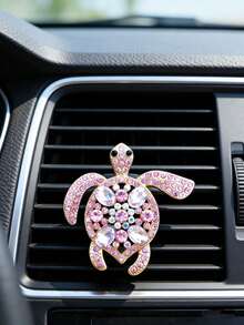 1/2/3pcs Alloy Rhinestone Colorful Gemstone Turtle Car Air Vent Clip Decor, Cute Car Interior Fragrance Clip - Multicolor - View 7