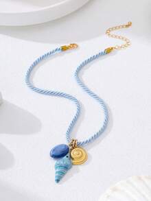 1件手工海星贝壳吊坠项链，海滩度假风饰品，饰有海洋生物吊坠和仿珍珠，适合春夏佩戴 - 項鍊 - 查看 9