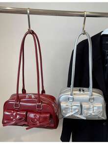 Bolso de mano para mujer, nueva moda primavera/verano, versátil de gran capacidad con múltiples bolsillos, adecuado para festivales de música, fiestas y como regalo - Burdeos - Ver 4