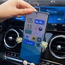 1pc Upgraded Silver-White Car Phone Holder, Cute Women's Car Vent Mount Holder, Car Mount Phone Holder With Flower Design Car Dashboard, Car Accessories, Car Phone Holder Compatible With, Android Phone, Birthday, Family, Friends Summer Vent Phone Holder - 關懷太空人 - 查看 8