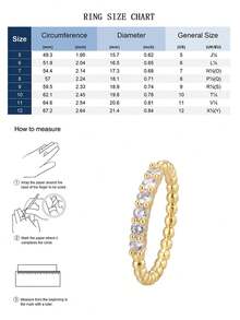 Charm-In 18K Gold Plated Copper Ring Beaded Bubble Band Design Partial Eternity Cubic Zirconia Stackable Ring For Women Jewelry - Gold - View 5