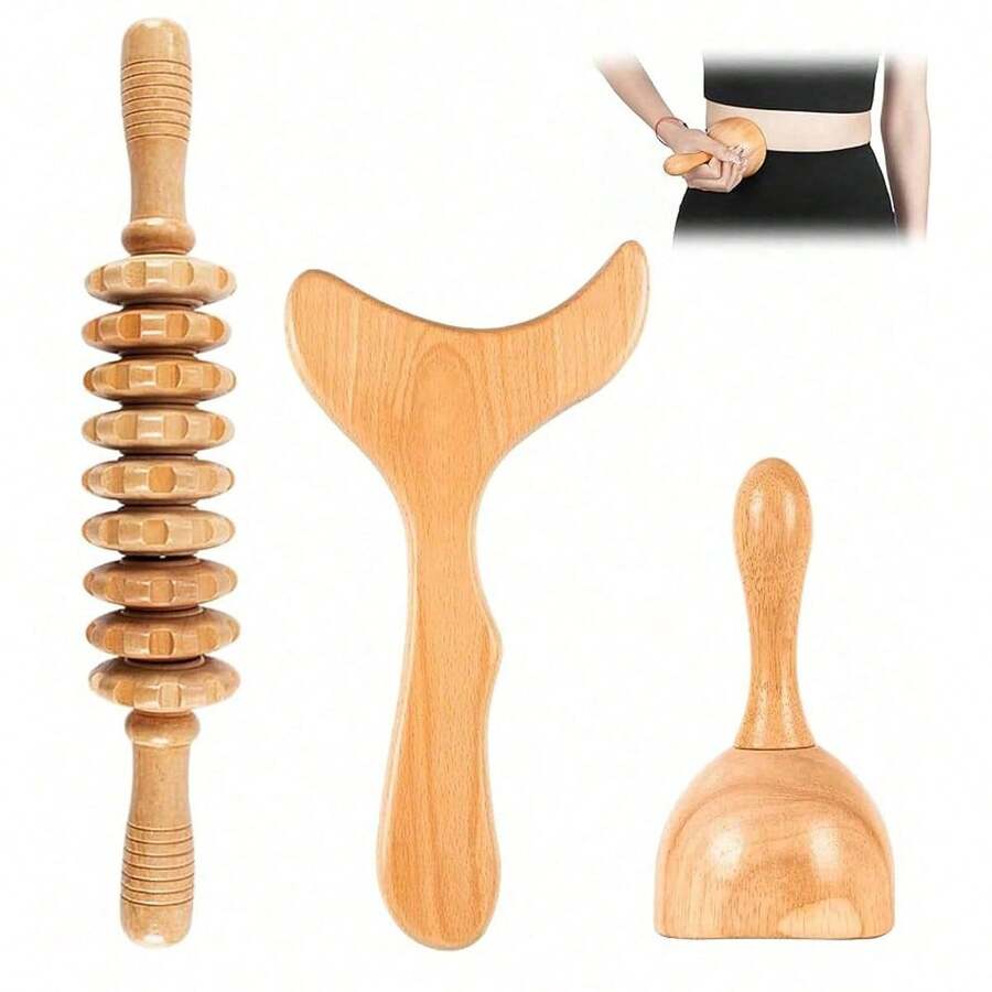 SilvaLex Wooden Massage Tools, Full Body Massager For Neck, Back, Waist, Legs & Face, Muscle Relaxation, Perfect Gift For Family & Festive Occasions - White - View 1