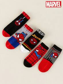 Marvel 5双装儿童短袜，官方授权超级英雄印花男童袜 - 彩色 - 查看 2