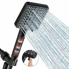MakeFit - Cabezal de ducha filtrado negro 6 modos cabezal de ducha de mano de alta presión con abalorio minerales juego de cabezal de ducha desmontable de mano con manguera de acero inoxidable y - 6 modos - Ver 1