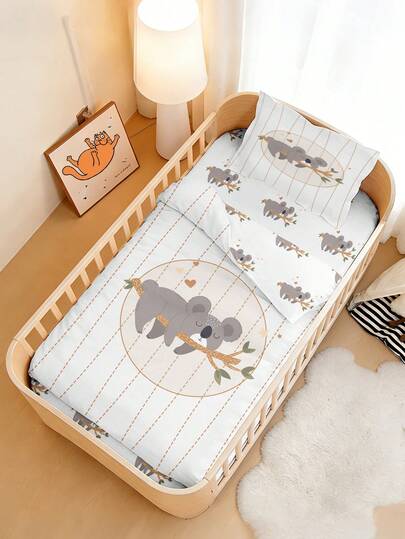 Bộ chăn ga gối cho bé, họa tiết hình con lười nằm trên cành cây, làm từ chất liệu polyester, in kỹ thuật số, nhiều kích cỡ, có thể đảo mặt, thích hợp làm quà tặng ngày lễ cho bé, trang trí phòng ngủ, nôi em bé, sử dụng quanh năm.