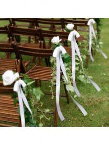 12/1 chiếc nơ ruy băng satin, thích hợp để trang trí ghế, tự làm nơ, trang trí lối đi đám cưới, đồ dùng tiệc tùng, trang trí lễ cưới, ngày Valentine, sinh nhật và các dịp khác. Có nhiều màu sắc và màu trơn, có thể tái sử dụng. - Xem 3