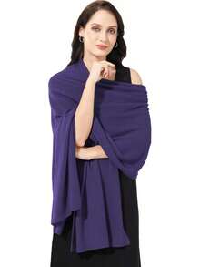 Soft Cashmere Blend Wrap Scarf For Travel, Extra Large 87"X28" - Dark Purple - 查看 1